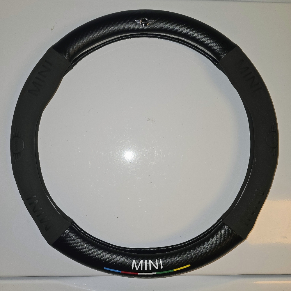 Mini Cooper Suede Leather Car Steering Wheel Cover-Like New!